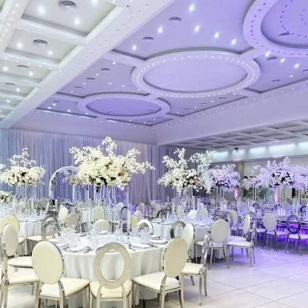 Tables dressed in white for a celebration